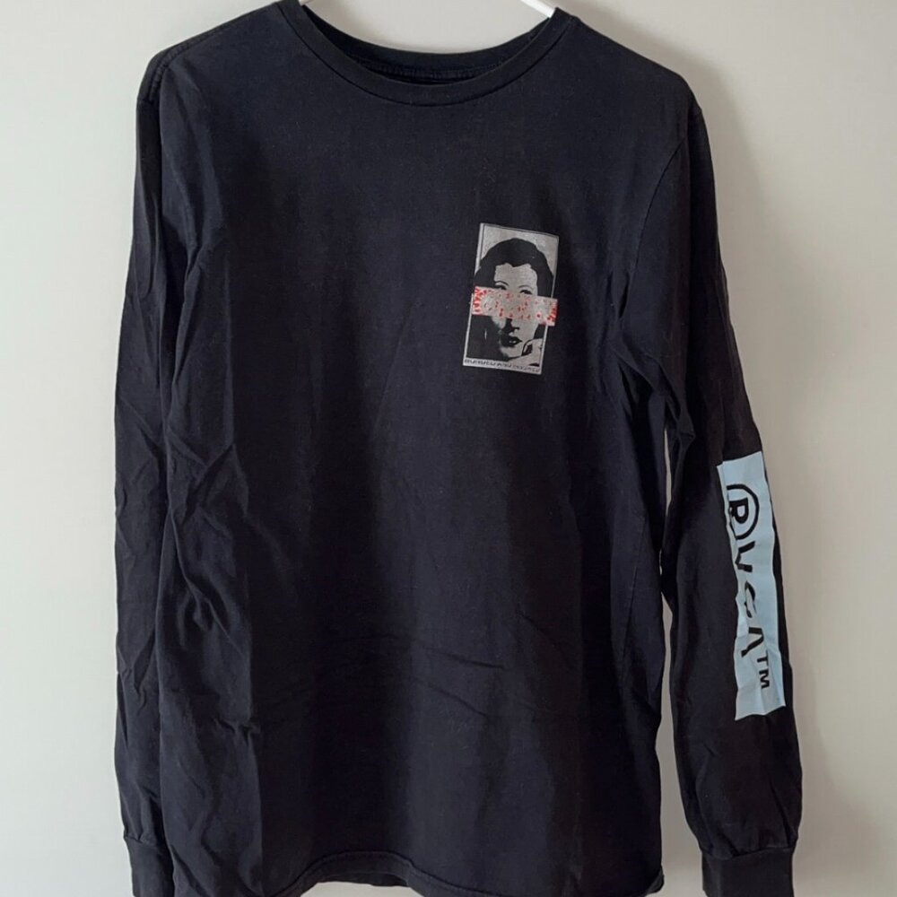 RVCA Black Bonded and Insured Long Sleeve T-Shirt (Size M)